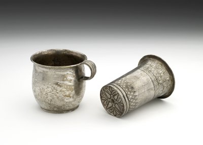Silver beaker with incised decoration, and cup, 5th century BC by Thracian